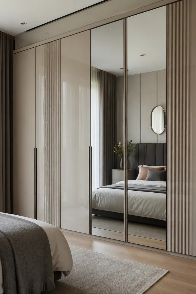 Almirah designs bedrooms with mirror ideas