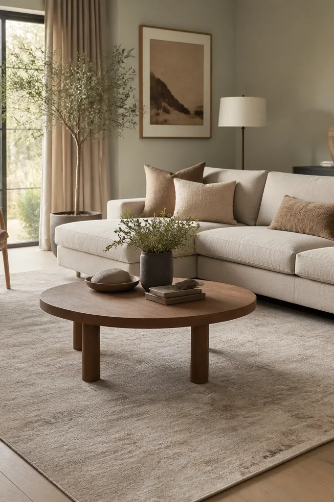 Cozy neutral area rugs in living room