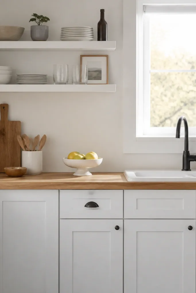 For renters white cabinets butcher block countertops