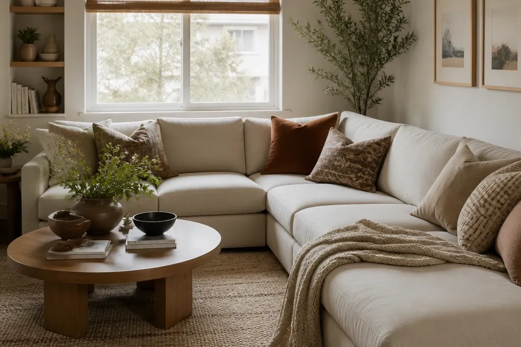 Cozy small space l shape sofa living room