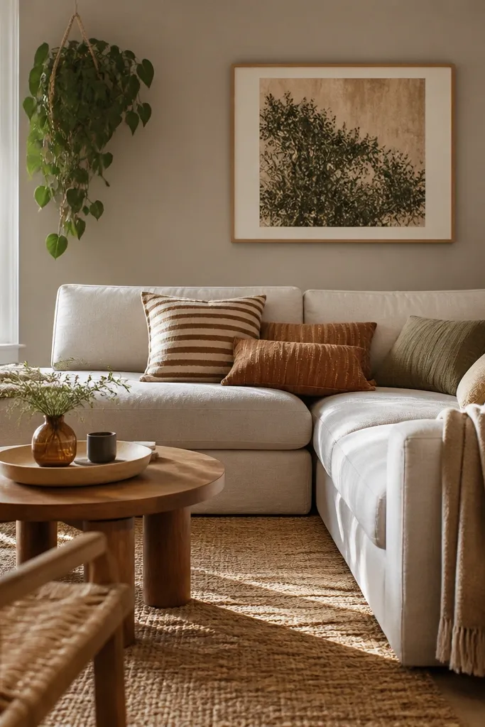 Cozy small space l shape sofa living room