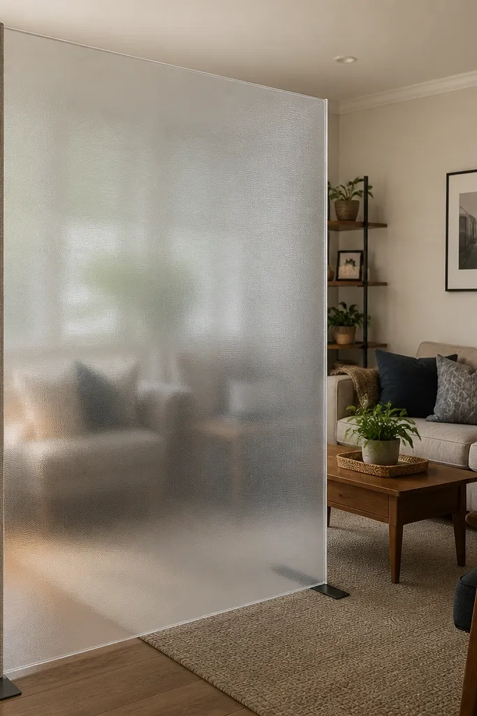 Clear acrylic divider with a fabric edge panel
