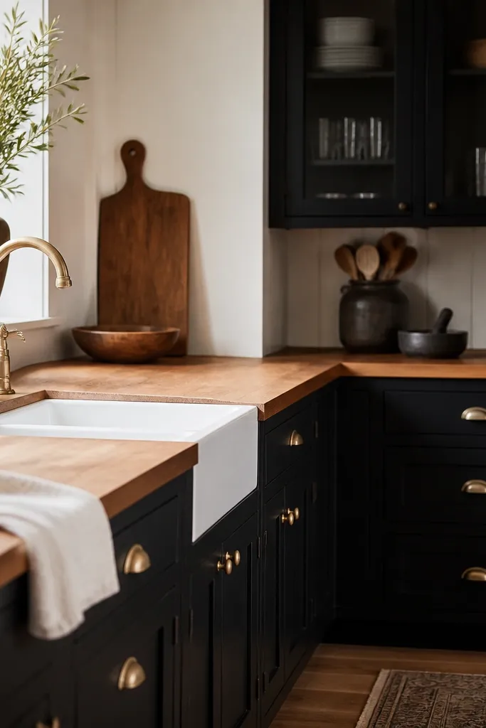 Mistakes to avoid with butcher block countertops and black cabinets