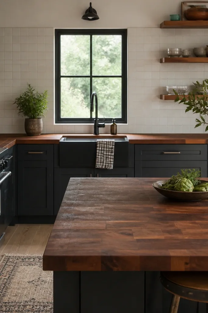 Modern dark butcher block countertops kitchen ideas