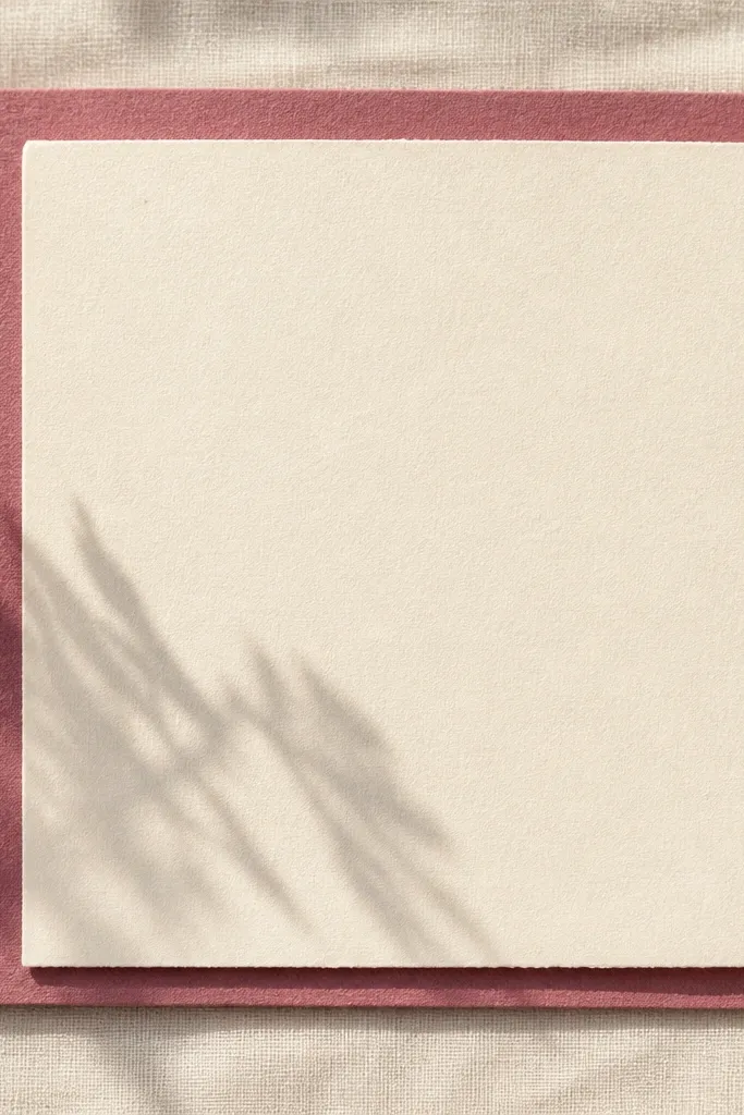 A widget that looks like layered paper: a dusty magenta rectangle behind a slightly smaller cream rectangle. The edges show a faint paper texture and the top layer casts a soft shadow.
