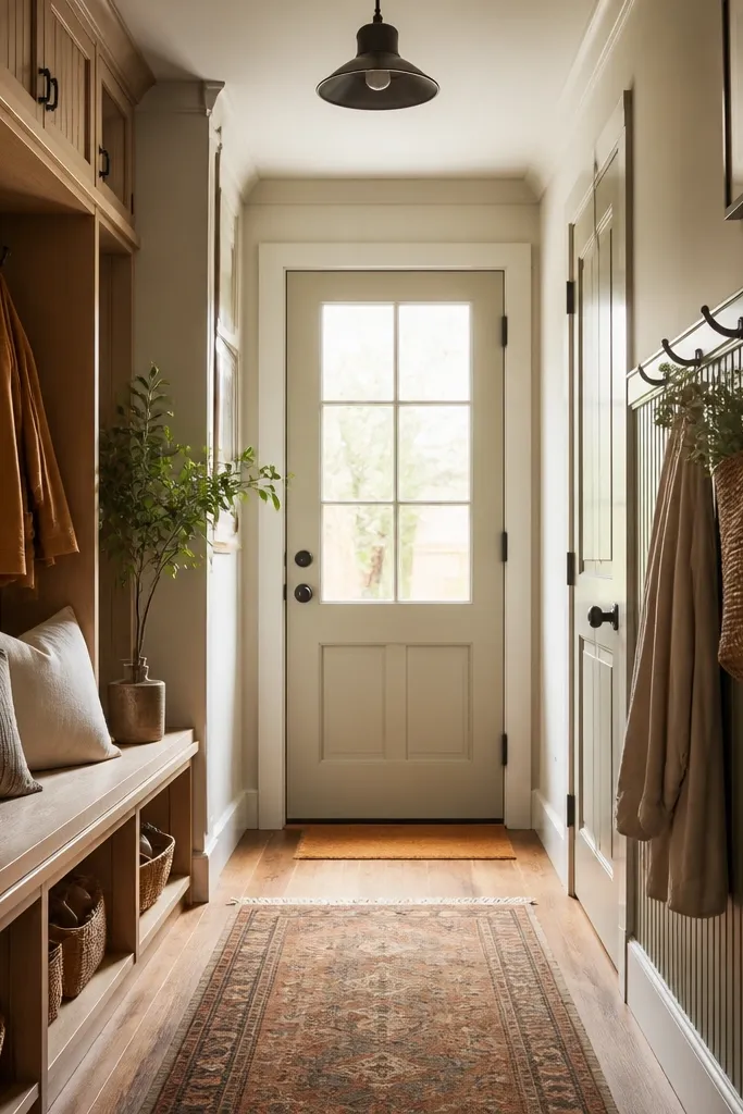 Cozy Warm Mudroom Ideas Entryway for Narrow Hallways