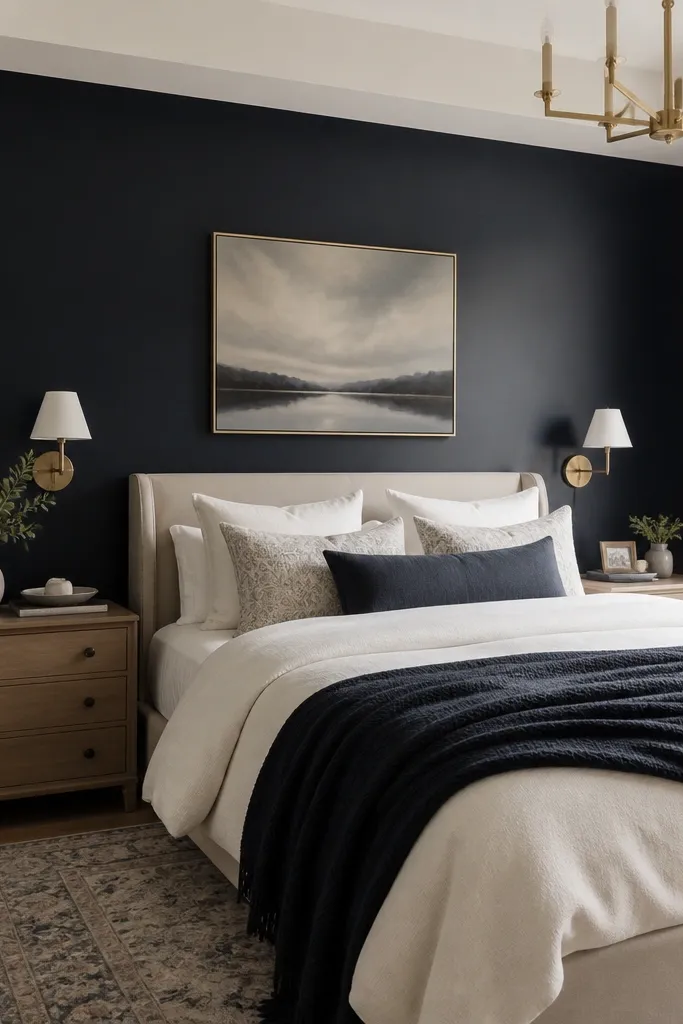 Navy Blue Accent Wall Bedroom Ideas