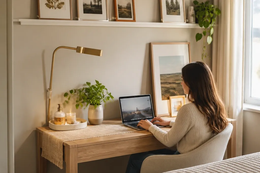 Renter-Friendly Study Table Decor No Drill