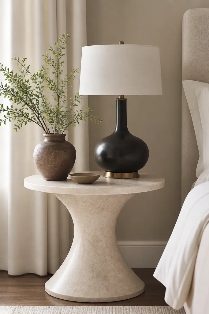 Pedestal Bedroom Side Tables Ideas for Year-Round Style