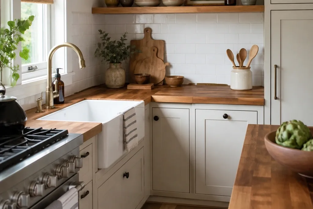 Small space butcher block kitchen countertops ideas