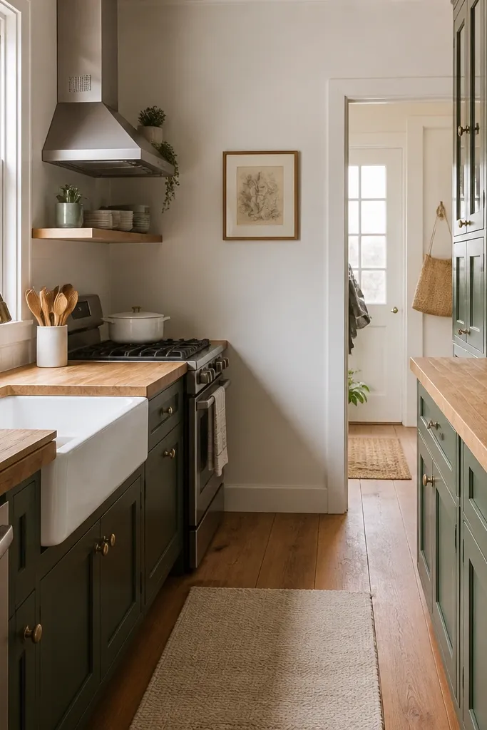 Small space kitchens with butcher block countertops