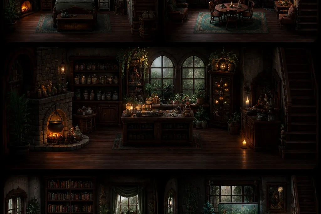 Dark moody stardew valley house interior ideas