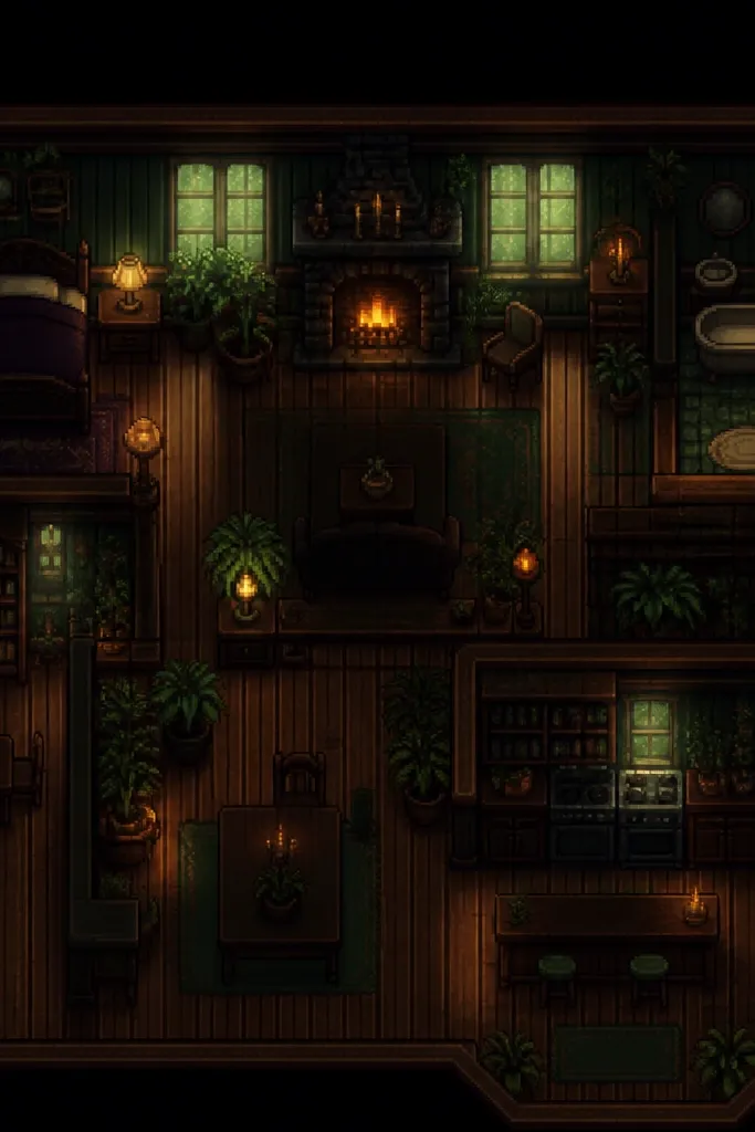 Dark moody stardew valley house interior ideas