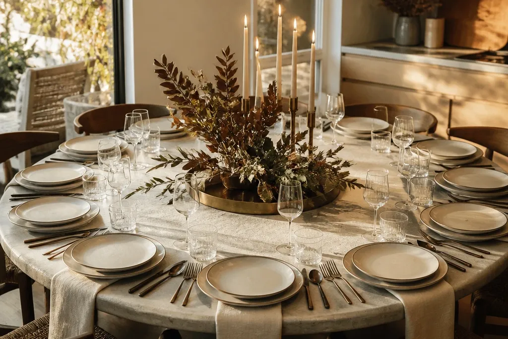 Thanksgiving Round Table Settings for an Intimate Family Gathering