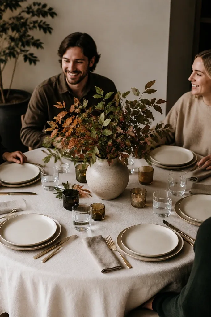 Thanksgiving Round Table Settings for an Intimate Family Gathering