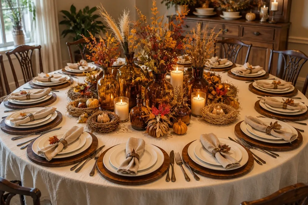 Thanksgiving Table Settings for a Cozy and Stylish Round Table
