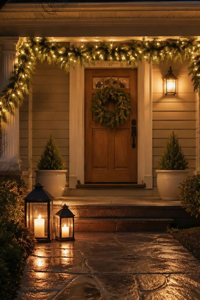 Themed Front Porch Decor With Lights