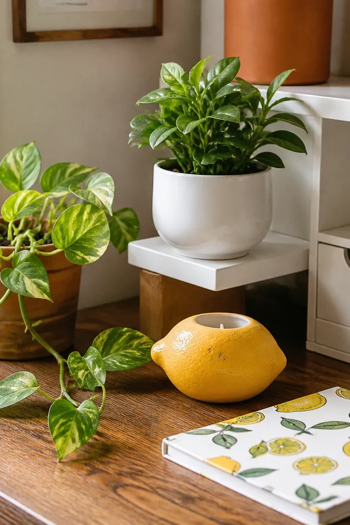 Themed Study Table Decor With Plants