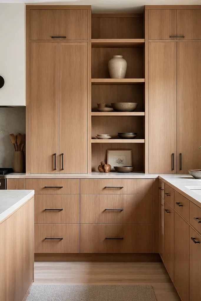 With storage natural white oak kitchen cabinets ideas