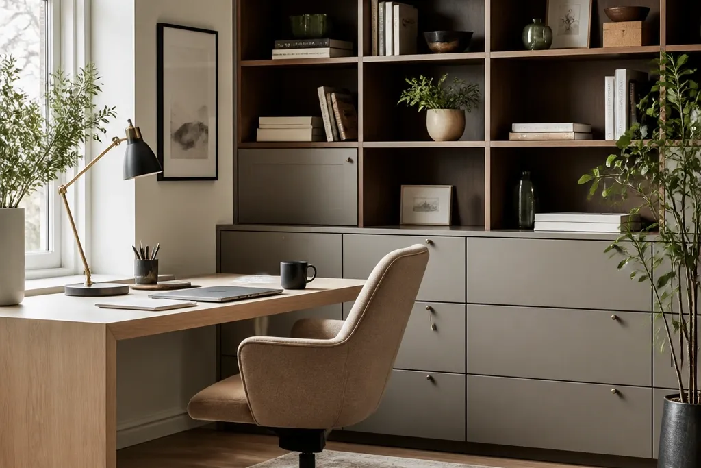 With storage work from home set up ideas