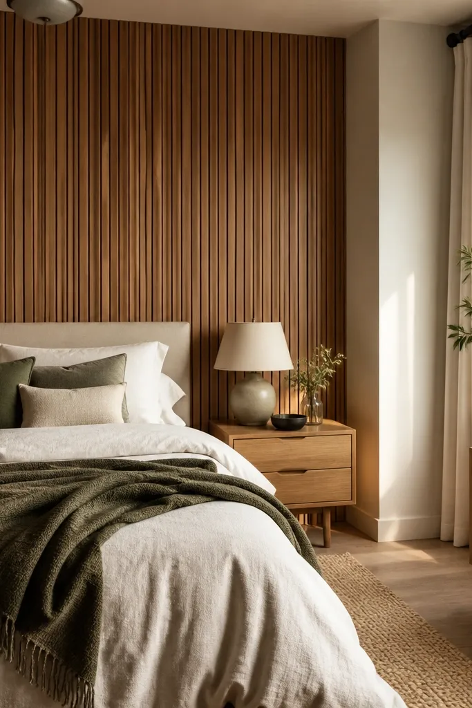 Budget-friendly wood panel walls bedroom makeover ideas