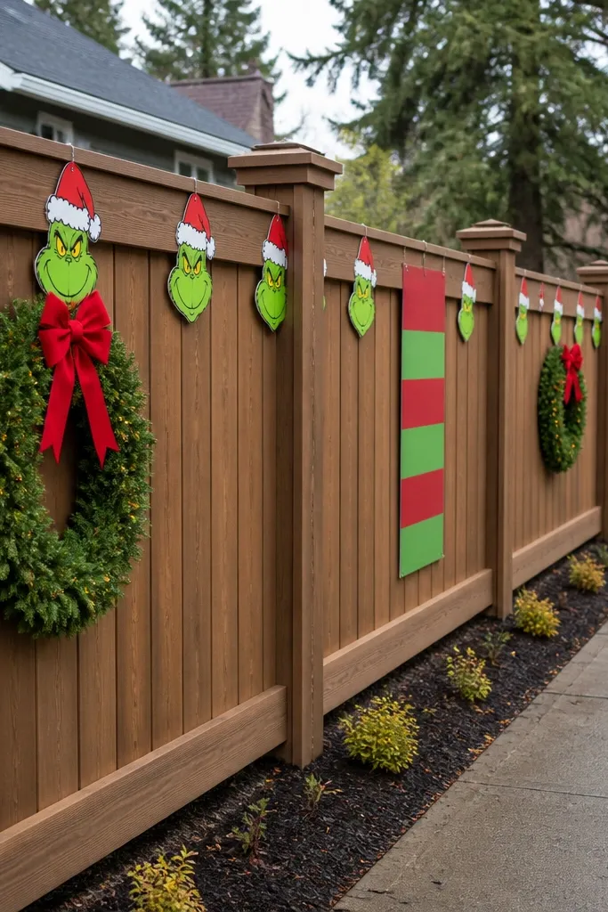 Year-Round Outdoor Christmas Fence Decorations